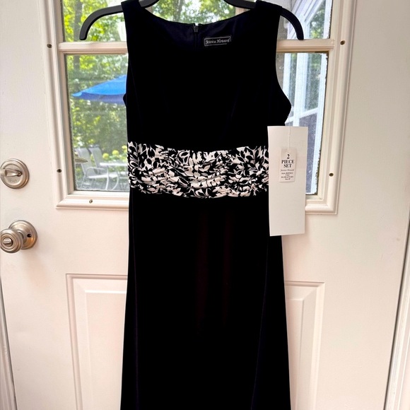Jessica Howard Sleeveless Black Dress Matching Cropped Jacket Sequins 4P NWT - Picture 1 of 10